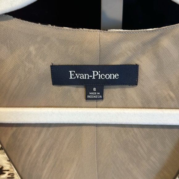 Evan Picone ivory/tan/brown print front ruched side zipper lined midi dress 6 - Picture 2 of 3